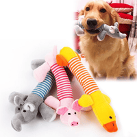 Striped Pink Pig and Duck with Four-Legged Plush Elephant: Fun Vocal Toy for Dogs and Kids
